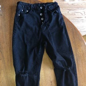 High waist black skinny jeans